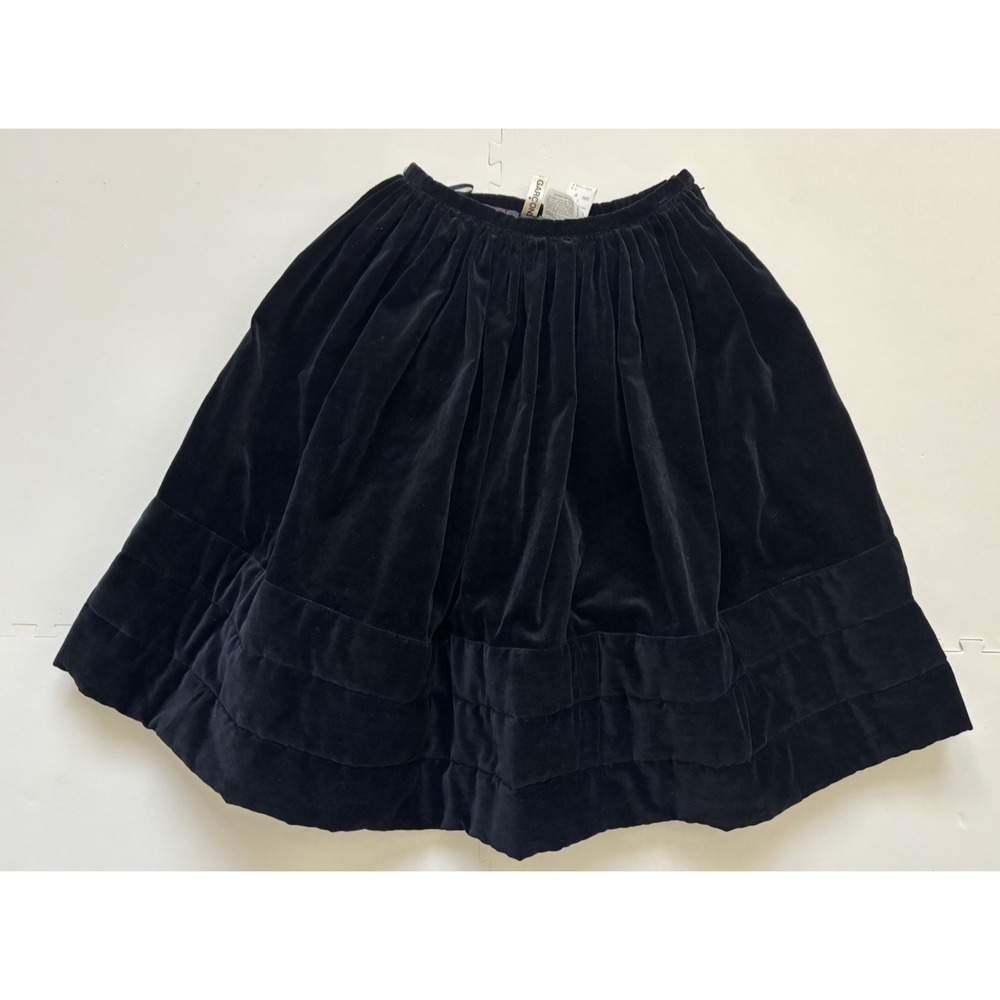 Vtg COMME DES GARCONS Velvet Skirt Quilted Japan Twee Rockabilly- Size S Black